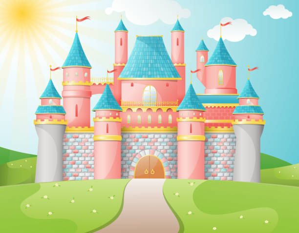 illustrazioni stock, clip art, cartoni animati e icone di tendenza di illustrazione del castello di fiaba. - castle fairy tale illustration and painting fantasy