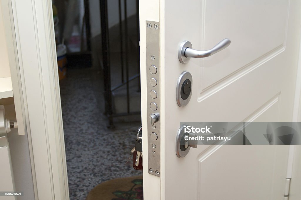 open security doors open security door with the keys in the ignition Door Stock Photo