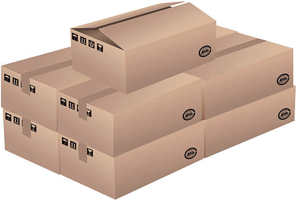 tekturowe pudełko - cardboard box white background paper closed stock illustrations