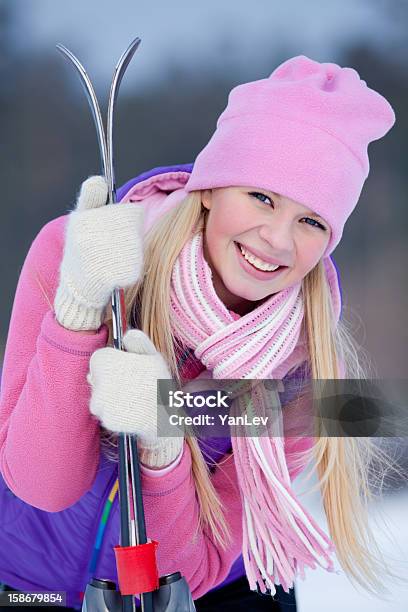 Young Woman With Ski Stock Photo - Download Image Now - Blond Hair, Skiing, Women