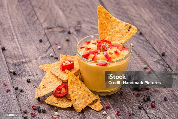 Fresh Cheese Sauce With Nachos Stock Photo - Download Image Now - Appetizer, Cheese, Cheese Sauce