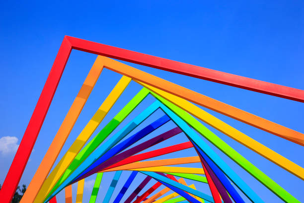 istock Modern construction steel, surreal design in the future,Rainbow color 1586803067