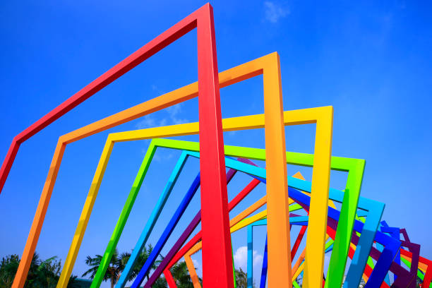 istock Modern construction steel, surreal design in the future,Rainbow color 1586804108