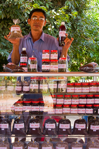 Ho-Chi-Minh,Vietnam, Asia- August 20,2023:Pepper vendor on the island of Phu Quoc, Vietnam, Asia