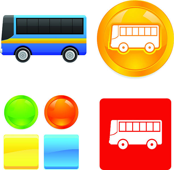 ilustraciones, imágenes clip art, dibujos animados e iconos de stock de vector iconos de bus - shuttle bus vector isolated on white bus