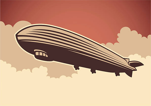 Zeppelin illustration. Retro illustration of zeppelin. Vector illustration. blimp stock illustrations