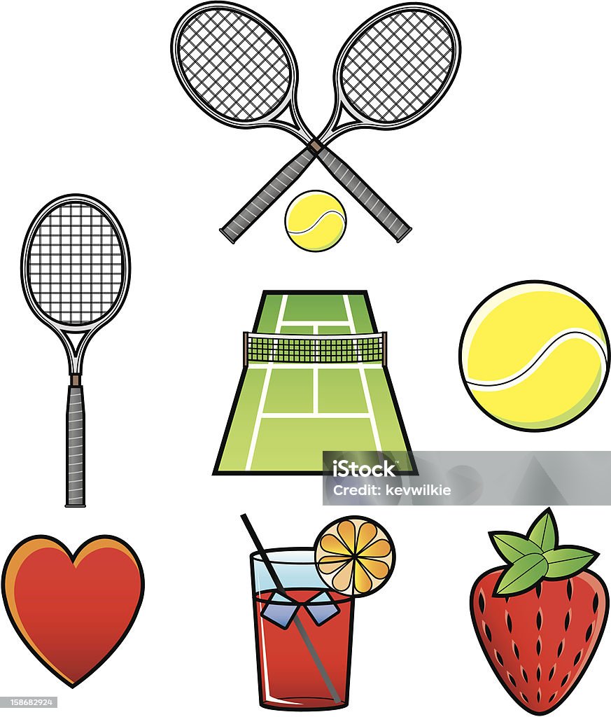 Iconos de tenis, Wimbledon - arte vectorial de Amarillo - Color libre de derechos