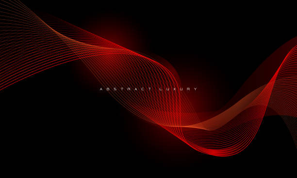 istock Abstract red line geometric curve on black design premium luxury exclusive background vector 1586832880