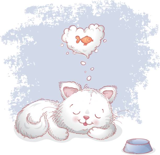 I love fish cat dream vector art illustration