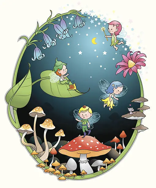 Vector illustration of Fairy Tale pixie elf world