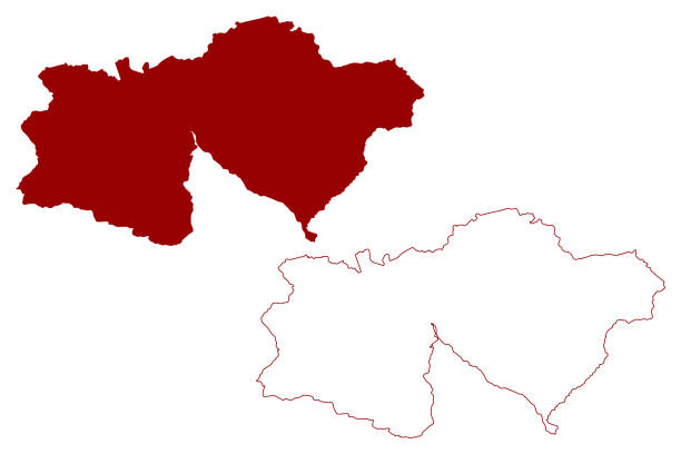 dystrykt thun (szwajcaria, konfederacja szwajcarska, kanton berno lub berno) mapa ilustracja wektorowa, szkic bazgrołów verwaltungskreis mapa thun - jungfrau region stock illustrations