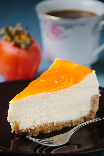 A cheesecake with lotus sauce