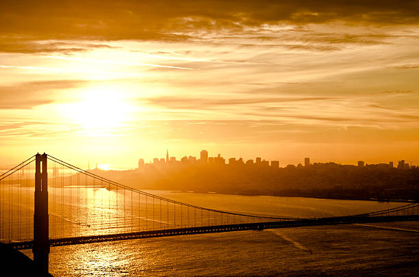 istock Golden Gate Bridge with San Francisco skyline during golden sunrise 158688189