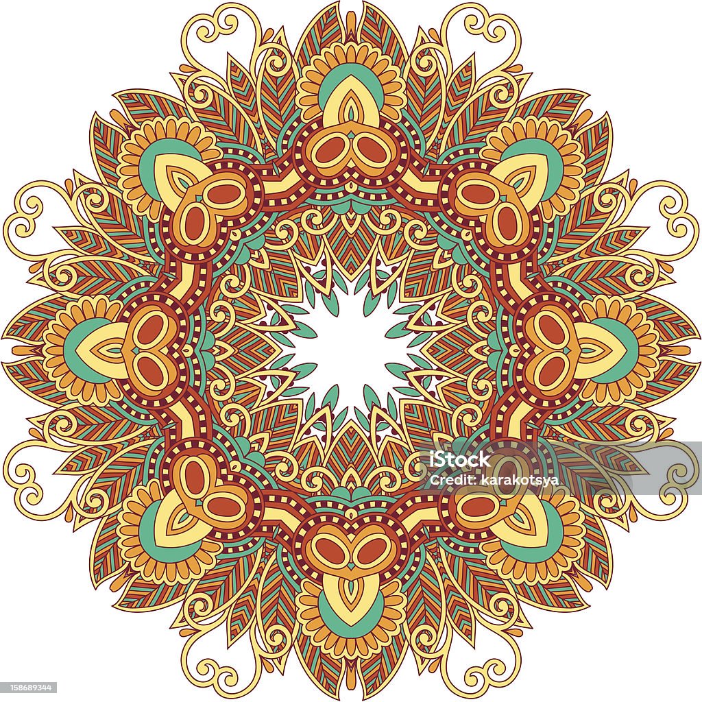 Circle ornament round colorful ornamental geometric mandala, floral doily pattern Abstract stock vector