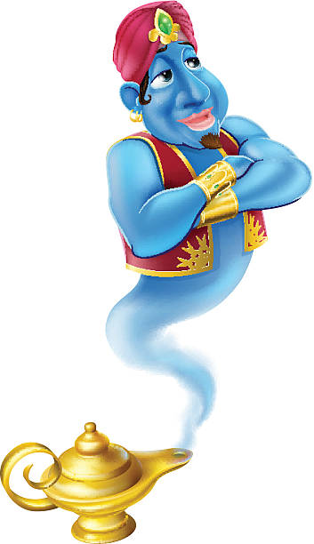 istock Friendly Jinn or genie and magic oil lamp 158689718