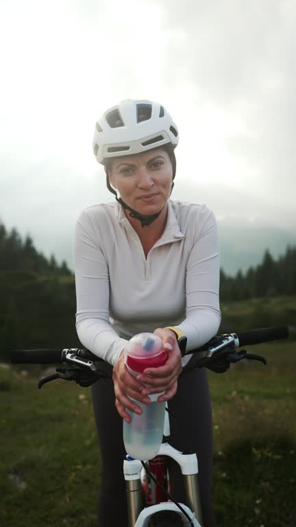 Portrait of a young woman cyclist.