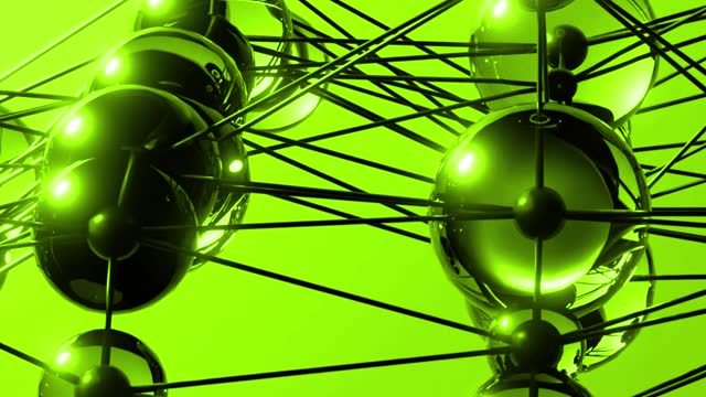 Green Abstract Lamps Moving On Plexus Style Wire Wire Iron Bar, Bulb, Art Design Light, Brilliant Idea, Vision, Solution, Philosophy, Metaverse, Crypto, Concept, Mind, Thought, Prediction, Perception Contemporary Art Depiction