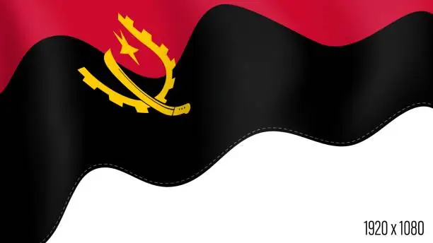 Vector illustration of Angola country flag realistic independence day background. Angola commonwealth banner in motion waving, fluttering in wind