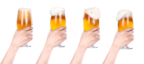 beer with hand making toast set stock photo