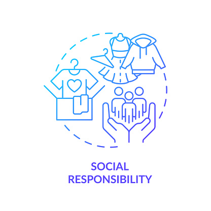 Blue gradient social responsibility icon concept, isolated vector, sustainable office thin line illustration.