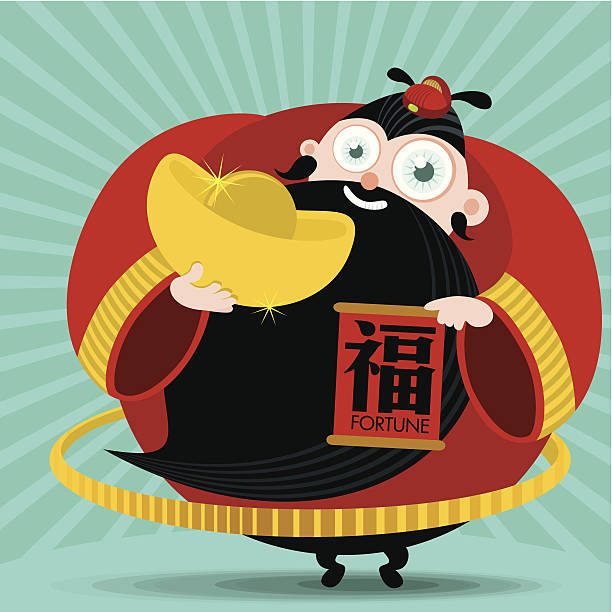 illustrazioni stock, clip art, cartoni animati e icone di tendenza di divinità della fortuna - chinese ethnicity god chinese new year luck