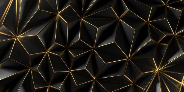istock Luxury triangles polygon abstract black metal background 1586952261
