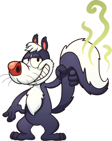 Cartoon skunk. Vector clip art illustration with simple gradients. Skunk and smell on separate layers for easy editing.