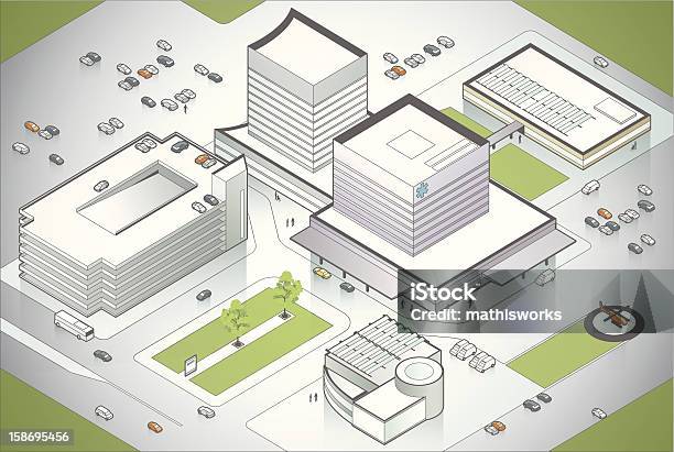 Ospedale Campus Illustrazione - Immagini vettoriali stock e altre immagini di Città universitaria - Città universitaria, Carta geografica, Ospedale