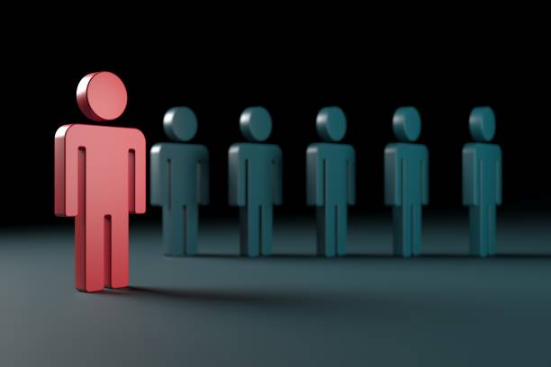 istock Different person in a crowd. Unique individuality concept 1586956639