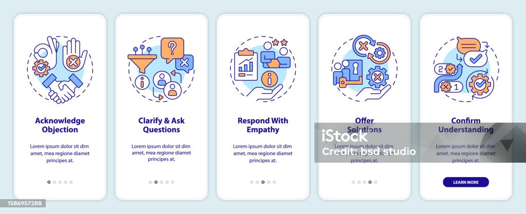 Objection Mobile Objection Handling Process Onboarding Mobile App Screen Stock ...