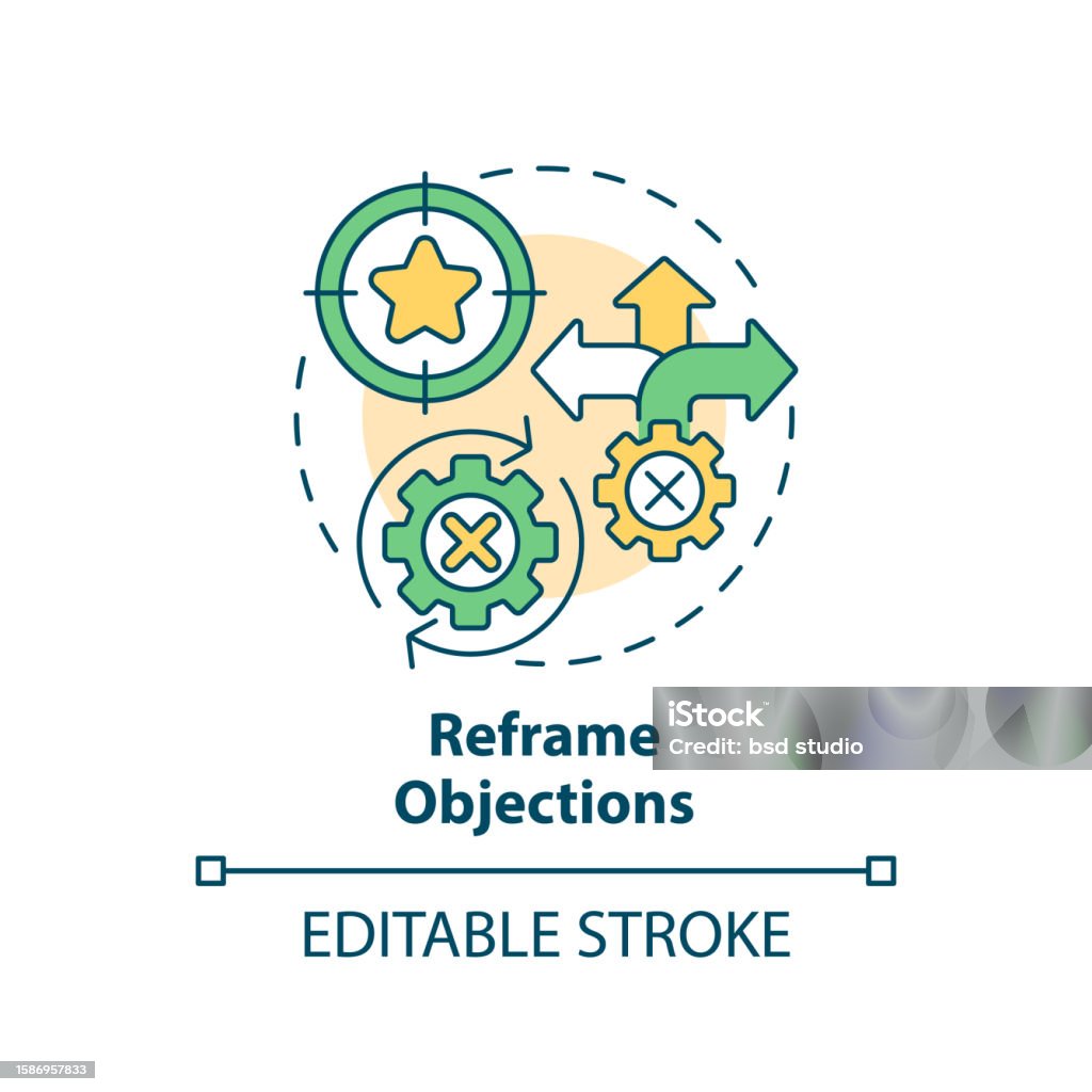 Reframe objections multi color concept icon Reframe objections multi color concept icon. Product benefits. Provide information. Sales technique. Selling strategy. Round shape line illustration. Abstract idea. Graphic design. Easy to use Abstract stock vector Reframe objections multi color concept icon Reframe objections multi color concept icon. Product benefits. Provide information. Sales technique. Selling strategy. Round shape line illustration. Abstract idea. Graphic design. Easy to use Abstract stock vector