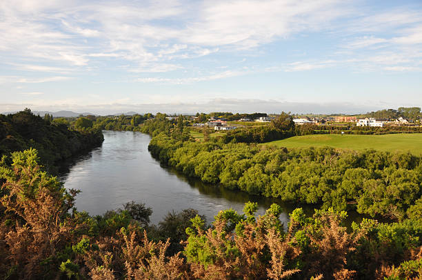 Housing by the river stock photo