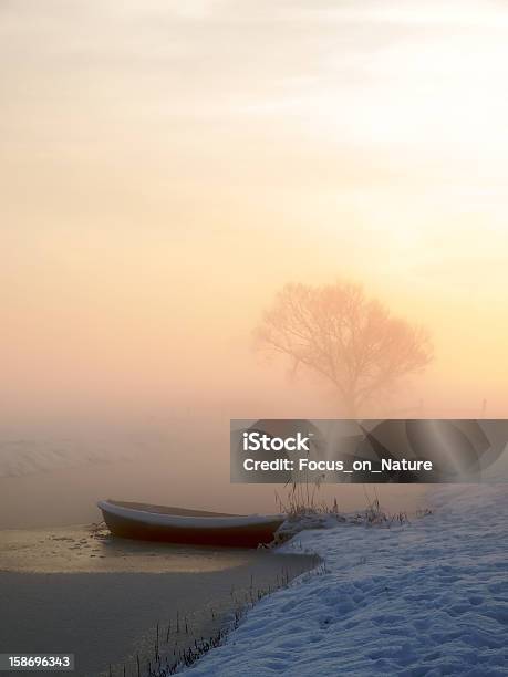 Winter Canal During Sunset Stock Photo - Download Image Now - Alkmaar, Canal, Cold Temperature