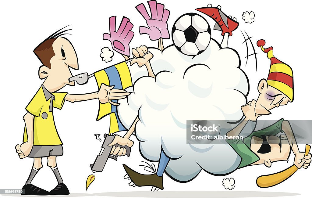 Fight in the soccer/football pitch Supporters, players, maffia all inside the fight on soccer pitch. Hooligan stock vector