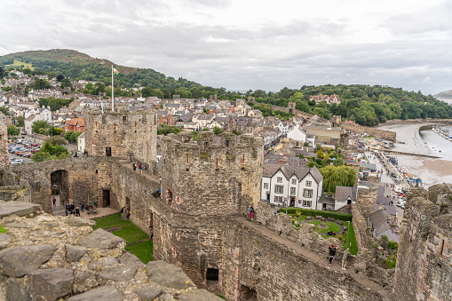 Conwy Wales United Kingdom july 29th 2023 Conwy castle with views over Conwy