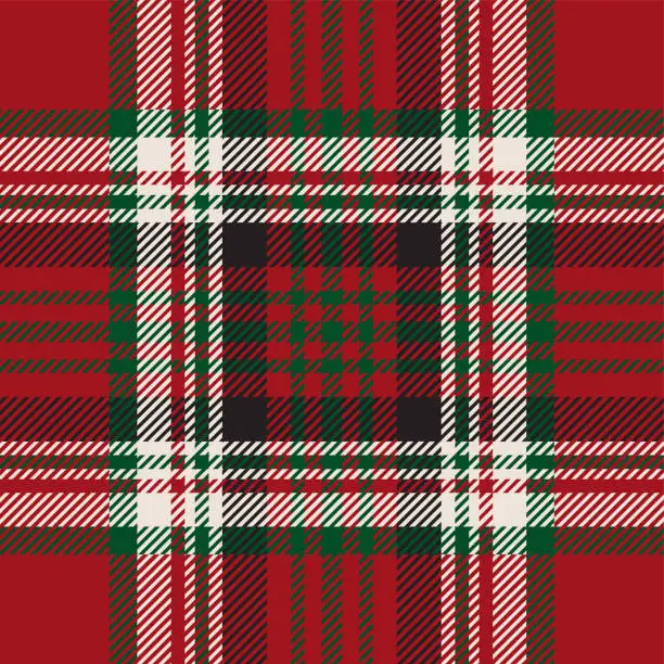 Vector illustration of Christmas Festive Tartan Plaid Pattern Fabric Swatch