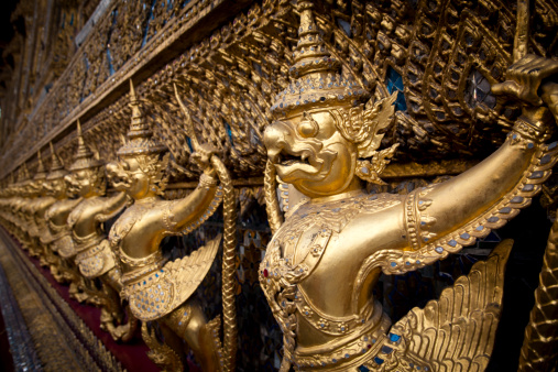 Golden Garudas at Grand Palace, Bangkok, Thailand.