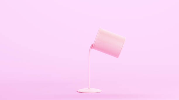 istock Pink paint tin pour open container full thick liquid kitsch pink side view background 1586985532