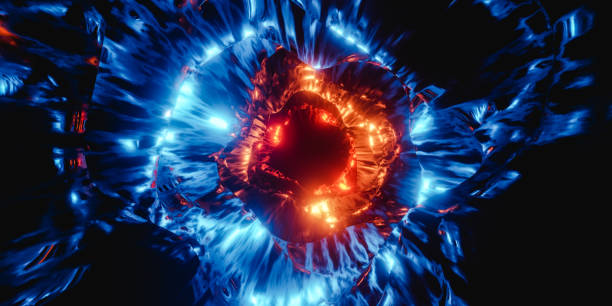 istock 3D render of 4K UHD neon light with glowing blue and orange color effect 1586998579