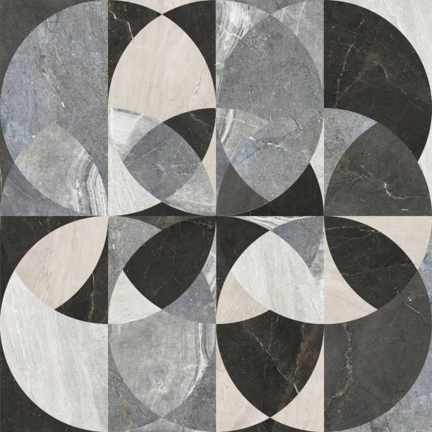 istock Creative patchwork pattern mixed of several marbles and stones, with arches and decoration for wallpaper, floor, wall, home and digital use. 1586999091