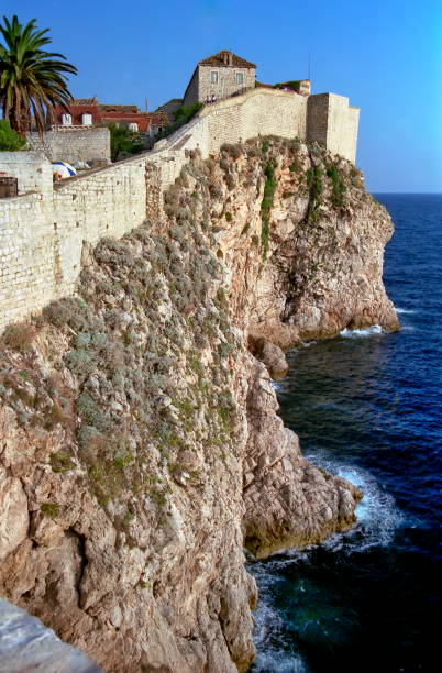 view of the ancient wall and the sea
