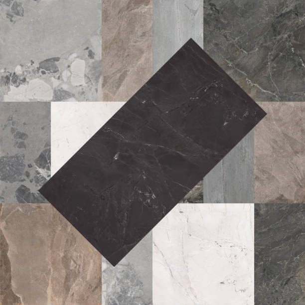 istock Creative patchwork pattern mixed of several marbles and stones, with arches and decoration for wallpaper, floor, wall, home and digital use. 1587018175