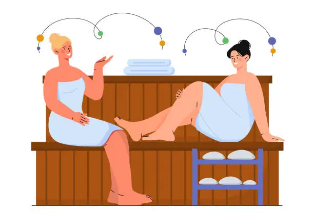 Vector illustration of People at sauna vector concept