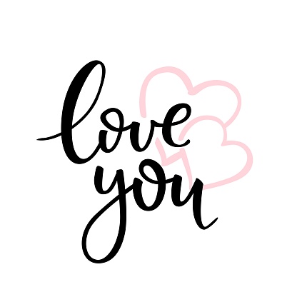 Love you quote lettering with heart.. Beautiful brush calligraphy phrase. Lettering vector. Valentine's day love, wedding. Vector illustration