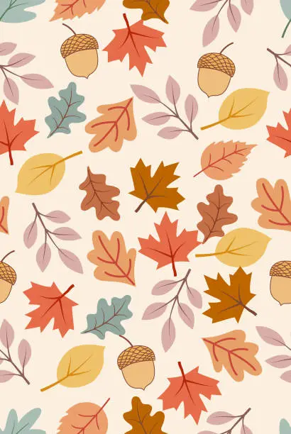 Vector illustration of Autumn leaf seamless pattern.