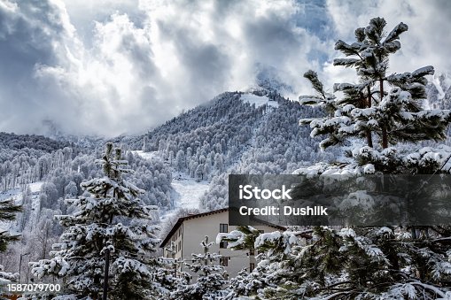 istock Multi-storey house in the mountains 1587079700