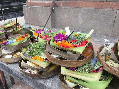 Photo of Balinese Hindu offerings on holy days