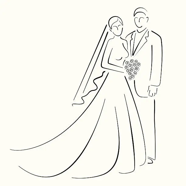 Vector illustration of Bride and Groom