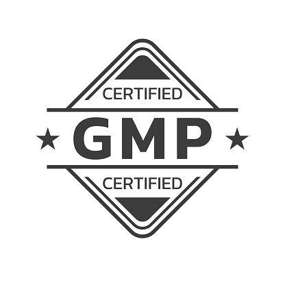 GMP certified icon, logo or label. Good Manufacturing Practice stamp or seal. Vector illustration.