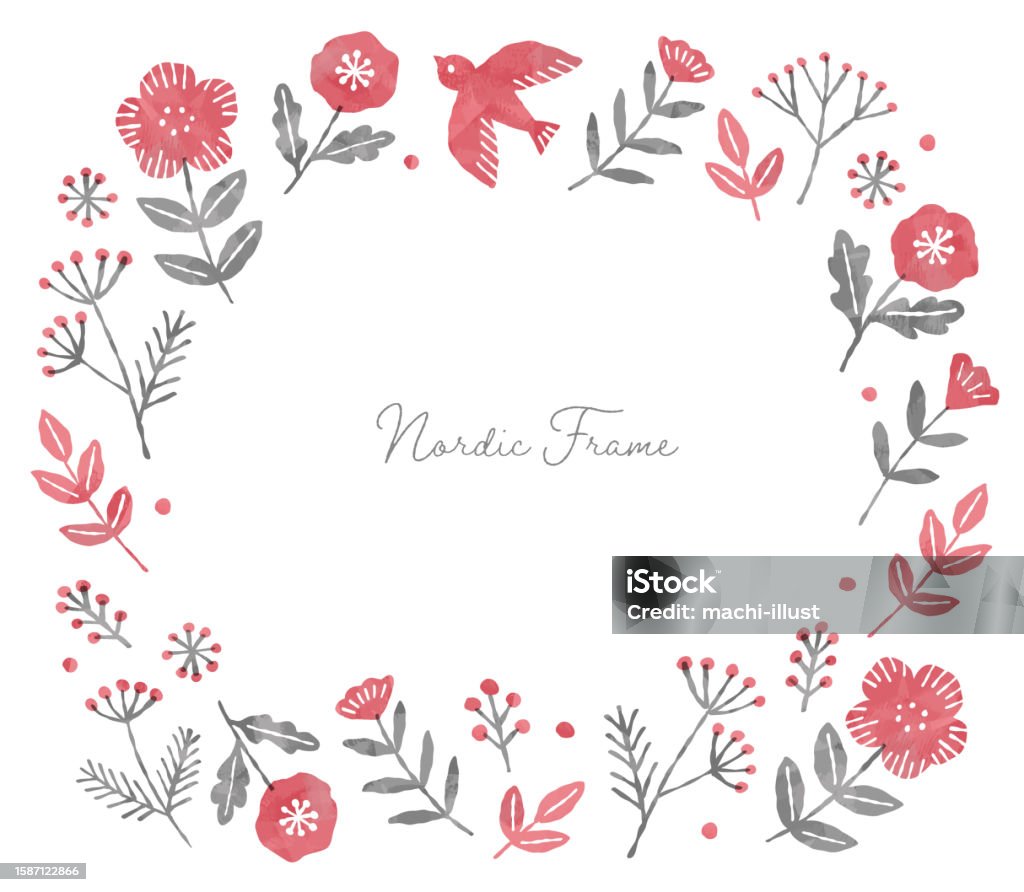 Scandi Pattern Frame Scandinavian Design Frame Stock Illustration - Download Image Now ...